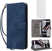 [IUQXU] for Samsung Galaxy A72 4G/Samsung Galaxy A72 5G Wallet Phone Case with Screen Protector [RFID Blocking] Leather Flip Women Men Cell Phone Case for Samsung A72 4G LTE Galaxy A 72 72A Blue