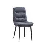 Design Square Set Of 2 Modern Dining Side Chair PU Leather Kitchen Grey