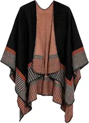 [Urban CoCo] Women Open Front Oversized Blanket Poncho Cape Shawl Cardigan Coat