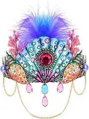 [NOLITOY] Feather Sea Shell Coral Crown Hair Bands Elastic Headband Shell Headband Headdress for Party Halloween Hair Band
