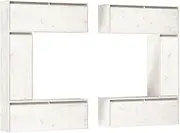 Floating TV Stand Wall Mounted TV Cabinet with Storage Shelves, Floating Entertainment Center, Media Console Shelf TV Unit for Living Room Bedroom Office, Set of 6, Solid Wood Pine