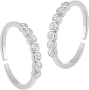 [Aheli] Silver Plated Cubic Zirconia Studded Adjustable Toe Ring Fancy Bichiya Jewellery for Women, Brass, No Gemstone