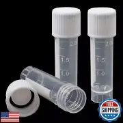 Qfeley 100 Pack 2 ml Plastic Vials Self Standing Cryogenic Vial Lab Small Lab