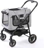 Petseek Extra Large Cat Carrier with Stroller- Grey