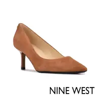 在飛比找Yahoo奇摩購物中心優惠-NINE WEST KUNA 9X9 麂皮尖頭高跟鞋-焦糖棕