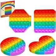 Kakukokas 4 Pack Fidget Toys,Pop Fidgets Pack Party Favors for Kids & Adults,Push Sensory Toys Bulk Toddler Toys,Stress Relief Gifts for Easter Basket Stuffers,Party Supplies,Classroom Prizes
