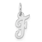 14k White Gold Small Script Letter F Initial Charm Bracelet Necklace