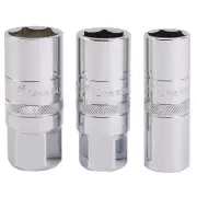 Draper Spark Plug Socket Set 1/2"D 3 Piece 16, 18 & 21mm Thread 1012 & 14 -16784