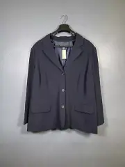 Eddie Bauer Women's size 24w Blazer Jacket Linen Button Front Notch Lapel Blue