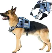 UOSIA Tactical Dog Harness – Premium Oxford Fabric with Mesh Padding, Adjustable Fit, Removable Storage Pouch & Handle for Medium Large Dogs