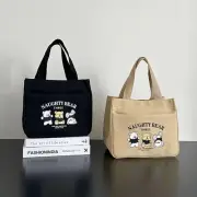 Canvas Cartoon Handbag Three Little bears Portable Handbag for Office Worker