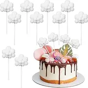 10Pcs Cloud Cake Topper Plush Cloud Shaped Cupcake Toppers Yarn Ball Cupcake Picks Clouds Decorations for Birthday Wedding Party Supplies