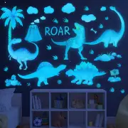 Dinosaur Wall Decals Glow in The Dark Dinosaur Wall Stickers Watercolor Dinos...