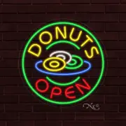 NEW "DONUTS OPEN" w/LOGO 26x26x1 INCH LED FLEX WINDOW/WALL INDOOR SIGN 31139