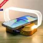 Bedside Table Lamp – 15W Wireless Charger, LED Clock, Touch Control, Dimmable