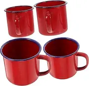 BEBEMOKO 4Pcs Camping Mug Portable Multi Function Water Cup Retro Design for Breakfast Outdoor Use Includes Easy to Clean
