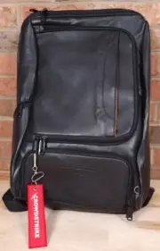 Crowdstrike Racing Burks Bay Top Grain Black Leather Briefcase Backpack Bag