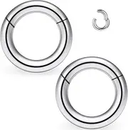 [Yaalozei] 2G 4G 6G 8G 10G 12G Hinged Large Septum Rings Clicker Surgical Steel Ear Gauges Tunnels Plugs Hoop Earrings Expander Taper Stretching kit Big Septum Nose Ring Piercing Jewelry for Men Women