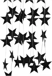 [PiurUf] Bunting Flags 4M 7cm Paper Garland Star String Flag Shower Bunting Hanging Paper Happy Birthday Wedding Party Home Decoration Bunting (Size : Black)