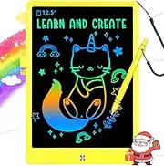 BUKEBU LCD Writing Tablet Doodle Board,12.5 inch Colorful Drawing Pad,Electronic Drawing Tablet, Drawing Pads,Travel Gifts for Kids Ages 3 4 5 6 7 8 Year Old Girls Boys (Yellow)
