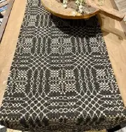 New Primitive Colonial TAN BLACK COVERLET TABLE RUNNER Topper 32"