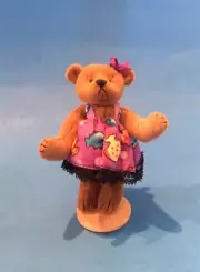 DEB CANHAM "JAMIE P" 3 1/2" FULLY JOINTED MINIATURE BEAR WITH PURPLE DRESS