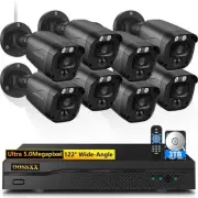 Full HD 5MP Definition Wired Security Camera System Outdoor Home Video Survei...