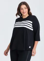 [Taking Shape] Taking Shape Active Cotton Stripe Top Size 16 in Black - Plus Size Women's Tops & T Shirts Black