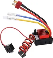 RC 60A Brushed ESC Waterproof High Performance Speed Controller with Boat Mode Bidirectional Climbing Modes for 1/10 1/12 1/16 RC Cars Trucks Tanks Black Plastic Alloy 34.5x30x20mm