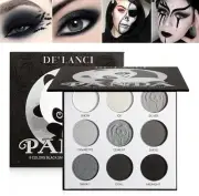 Black Smoky Eyeshadow Palette, PANDA 9 Colours True Black Dark Grey Smokey Eyes