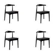 Henrik 4pc Set Dining Chair Replica Hans Wegner Elbow Solid Ash Timber Black