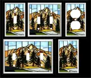 MOUNTAIN PINE TREES STAINED GLASS INSPIRED LIGHT SWITCH COVER NOT REAL GLASS