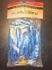 Vtg 48" Bicycle Vinyl Tube Chain & Lock W-2 Keys New/Sealed Blue 4 Foot Chain