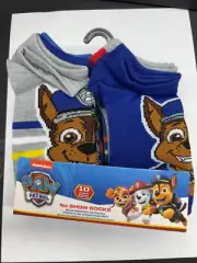 Nickelodeon Paw Patrol 10 Pairs No Show Socks Size 10-4