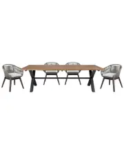 Armen Living Glendora Tutti Frutti Outdoor Patio 5pc Live Edge Dining Set