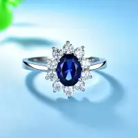 在飛比找樂天市場購物網優惠-仿皇家純銀鑲嵌藍寶石戒指銀飾花卉群鑲仿鉆戒紅寶石女戒