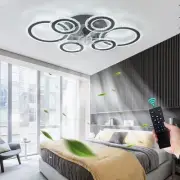 76CM Smart Ceiling Light with Fan DC Motor 6 Gear Reversible Bedroom Ceiling ...