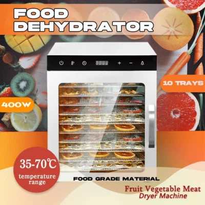 10-Tray Food Dehydrator 400W for Jerky Fruit Stainless Steel Home/Commercial