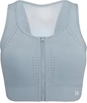[Yvette] Sports Bras for Women Front Zipper High Impact Racerback Wireless Sports Bra Full Support Running Workout Fitness