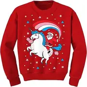 [Tstars] Santa Riding Unicorn Long Sleeve Shirt Girls Ugly Christmas Sweater Style
