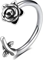 [TRBR] 16G Rose Flower Lip Rings Surgical Steel Snake Bite Jewelry for Snake Bites Piecing, Horseshoe Labret Jewelry for Lip Piercing