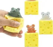 3PCS Animal Squishes Toys, Squirrel Pop-up Toys in Cottage Cheese, Cute Mice Squeeze Toys for Kids ,Mouse Pop Up Fidget Toys ，Cheese Squirrel Cup Fidget Toys for Adults Anxiety ADHD