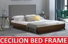 CECILION KING SINGLE DOUBLE QUEEN KING SIZE GREY FABRIC WALNUT WOODEN BED FRAME
