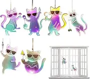 Sun Catchers, Window Light Catcher, 2D Cat Design Acrylic Colorful Arts Ornaments Craft Decorative Rainbow Birthday Stuffers for Home Garden Decoration