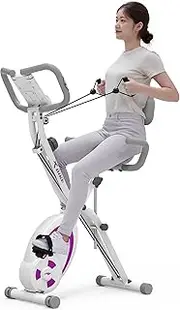 [leikefitness] Folding Stationary Bike Recumbent Exercise Bike w/Arm Resistance Bands-Pulse Sensor-LCD Monitor and Easy to Assemble Indoor Cycling Bike 2280