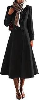[IDEALSANXUN] Womens Long Wool Coat Fall Winter Double Breasted Trench Coat Peacoat Jackets