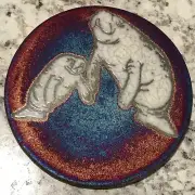 Manatee Coaster Raku Pottery, handmade, handsigned - NEW