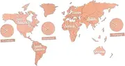 Ciieeo World Map Clock Charging Modern Wall Clock Alarm Clock Digital Non Century Clocks Ticking Big Wall Clock Hanging Clock Modern Wall Art Wood Board Brown