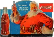 COCA COLA SANTA CLAUS PAUSE GOING 20" HEAVY DUTY USA METAL COKE ADVERTISING SIGN