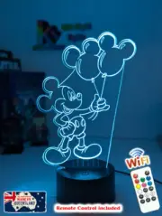 MICKEY MOUSE BALLOONS 3D LED Battery USB Night Light 7 Colour Changing Room Lamp